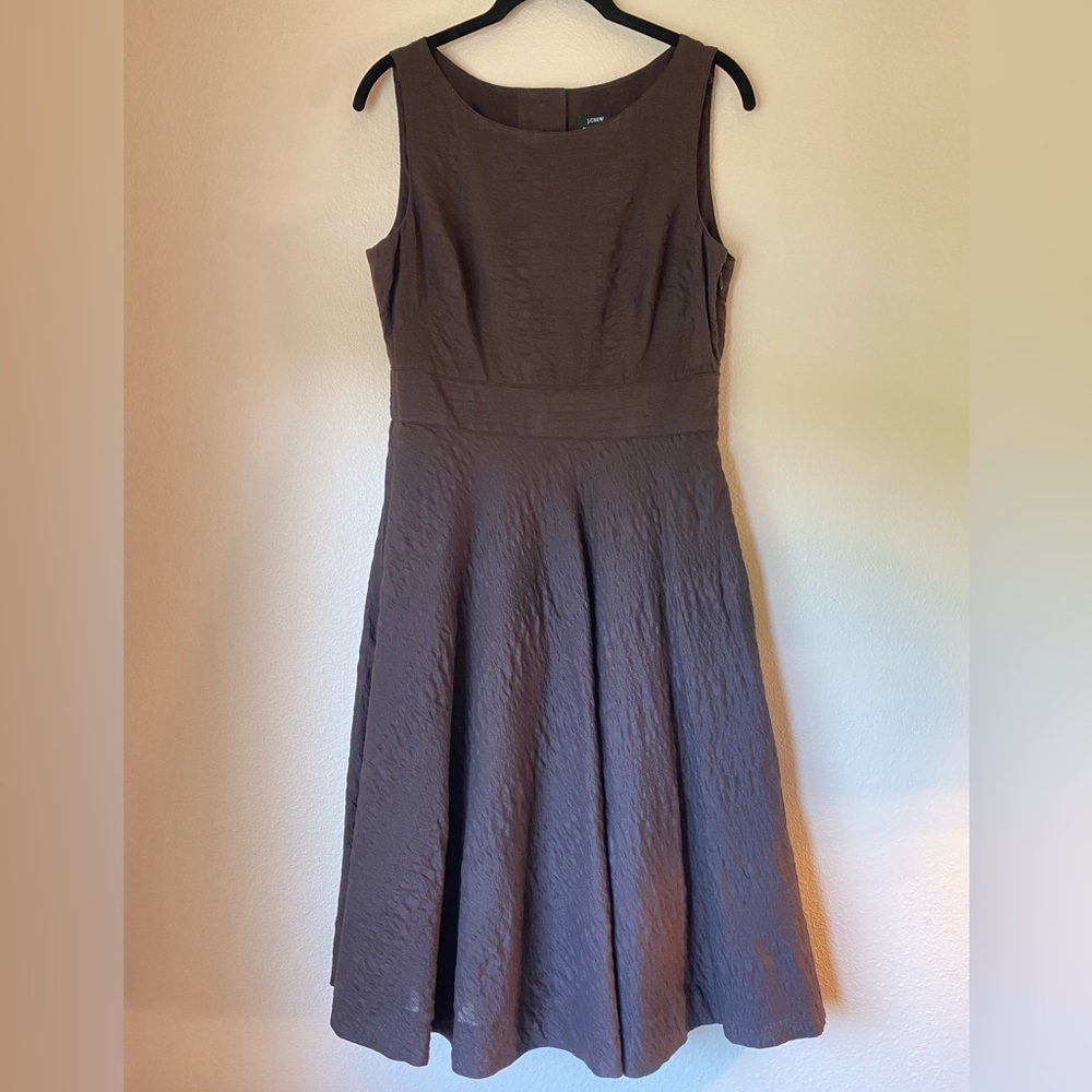 J. Crew Espresso Brown Cotton Sleeveless Midi Dress, Size 8